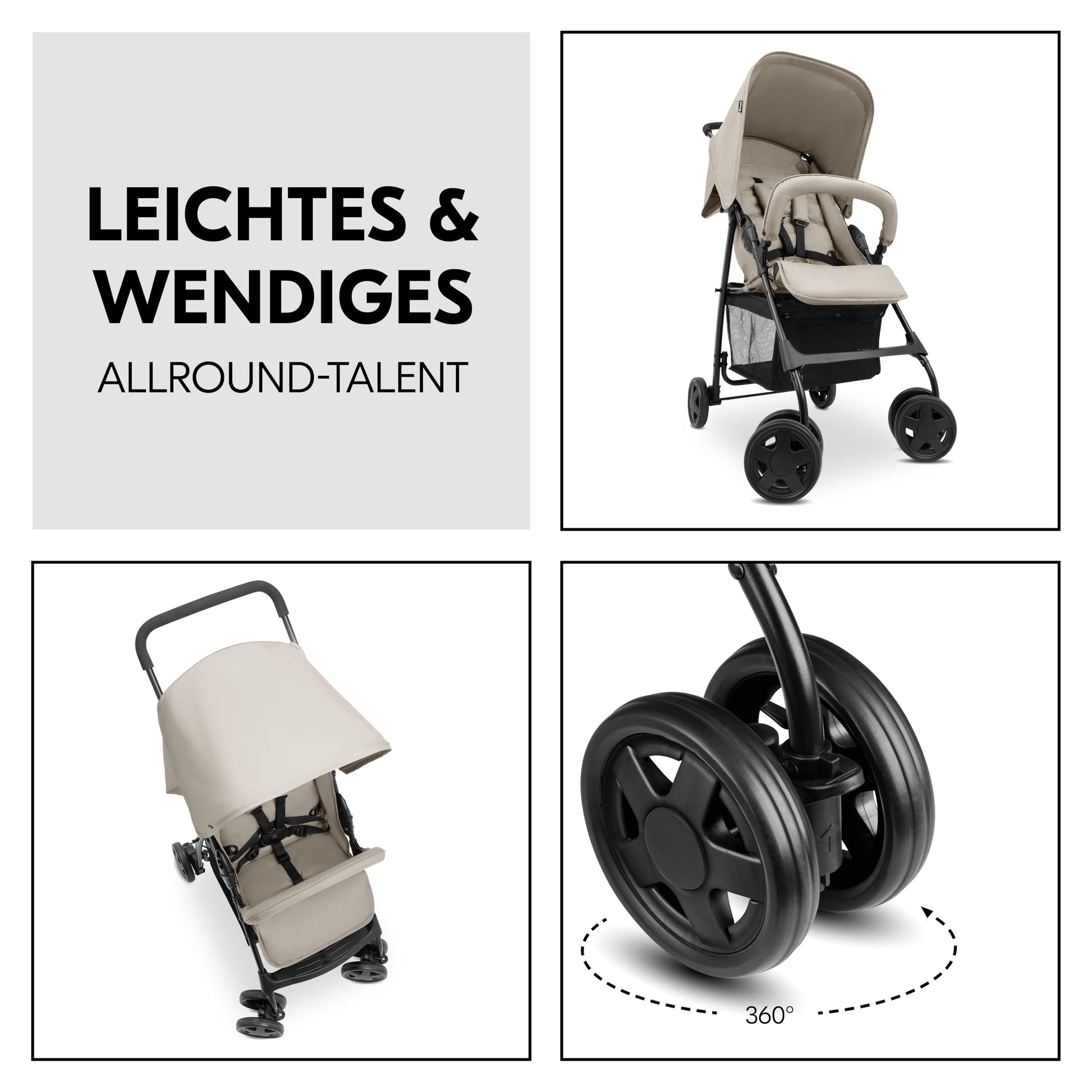 Hauck Lightweight Stroller up to 18 kg with reclining function from birth, small foldaway, sun canopy, large basket - Meloni2