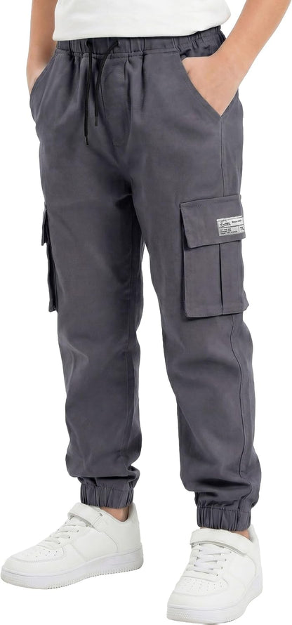 LAUSONS Pants for Boys Cargo Pants Children's Pants Cargo Jogging Pants Leisure Pants with Elastic Band 