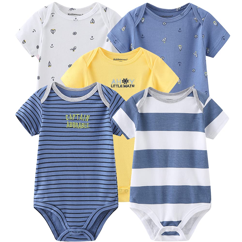 Kiddiezoom Baby-Body, Hose, Kleinkinder, Einteiler, Kleidung, Set, Outfits, für Jungen und Mädchen, Baumwollkappen, Kratzfäustlinge