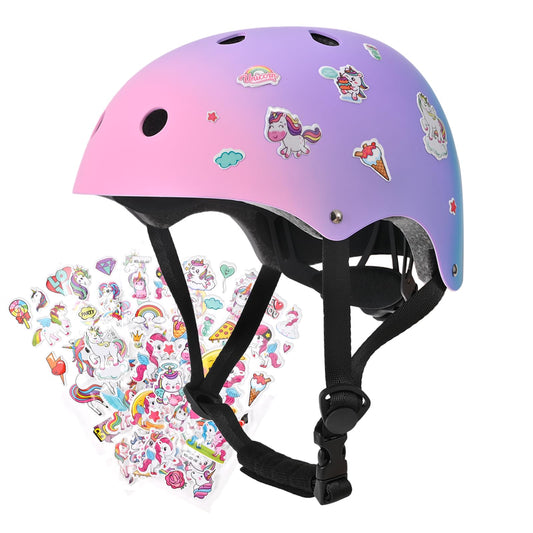 PIPIZHU Skaterhelm Fahrradhelm für Kinder, Farbverlauf, Jungen und Mädchen, Sicherheit und Leichtgewichtige Kinderhelm Skateboarding Helm für Fahrrad Skateboard Rollschuh Scooter BMX and Ride Helm