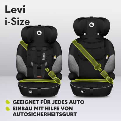 LIONELO LEVI I-SIZE 76-150 cm Kinderautositz, Gruppe 1 2 3, Seitenschutz, 10 Grad Kopfstützenverstellung Bequeme Armlehnen Verstellbare Rückenlehne, R129 i-Size - Meloni2
