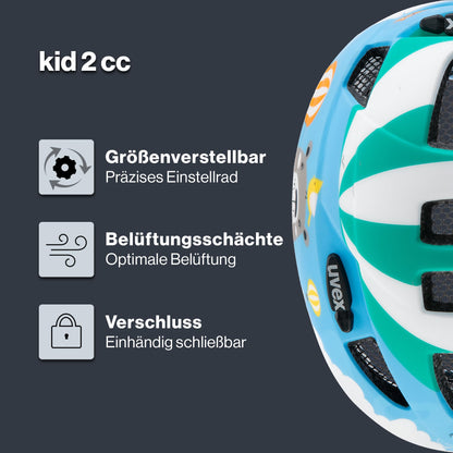 uvex Kid 2 cc - Lightweight children's helmet - individual size adjustment - expandable with LED light 