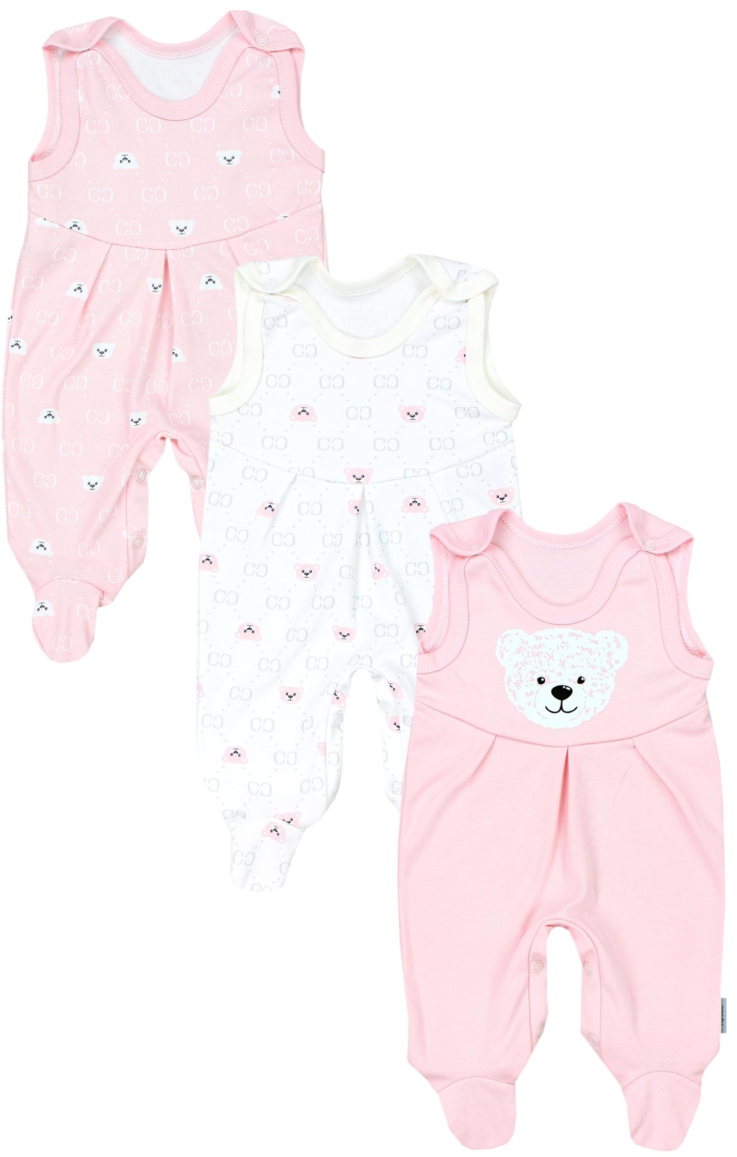 TupTam Baby Mädchen Strampler mit Fuß 3er Pack