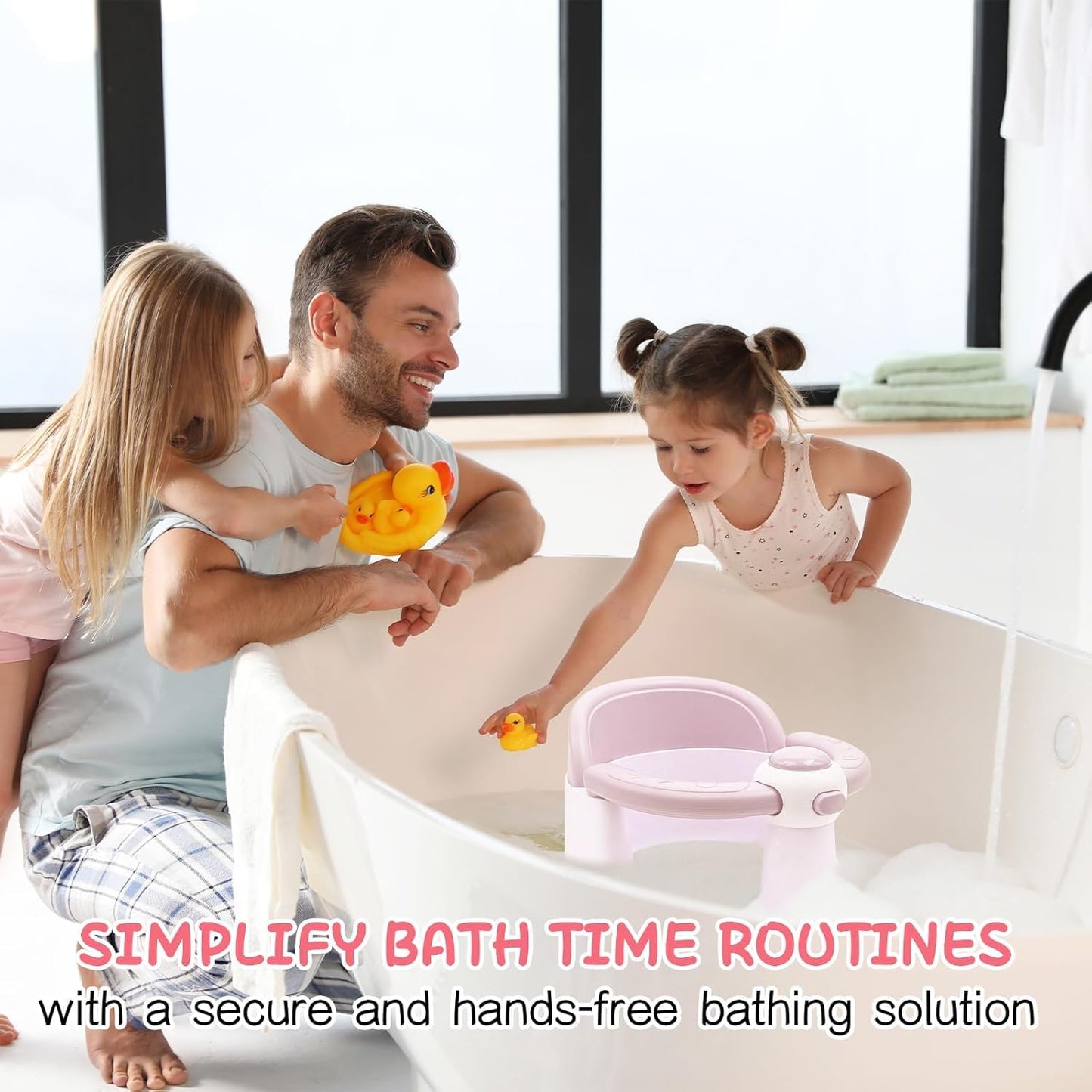 Baby Bath Seat for Babies from 6 Months, Non-Slip Baby Bath Chair, Portable Bath Seat with Suction Cups, Baby Bathtub Toddler Bath Support for Shower (Yellow)