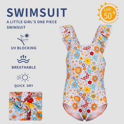 TIZAX Badeanzug für Mädchen Einteiliger Schwimmanzug Kleinkind Niedliche Rüschen Bademode Schnell trocknende Sommerferien Bikini für Kinder 2~7 Jahre