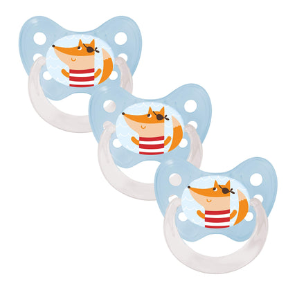 dentistar Silikon Schnuller 3er-Set - Größe 2, 6-14 Monate - Zahn- & kieferfreundlicher Nuckel mit Dental-Stufe – BPA-frei – Made in Germany - Regenbogen, Lila