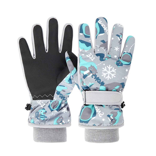 FAYHIJUN Children's Winter Snow Gloves Ski Gloves for 1-13 Years Girls Boys PU Palm Waterproof Windproof Warm Fleece Winter Gloves Cycling Gloves