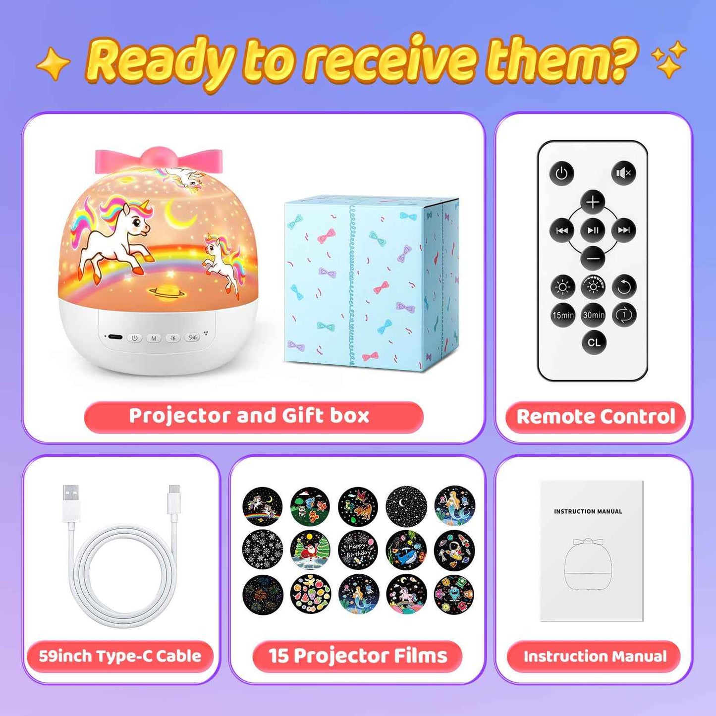 Sternenhimmel Projektor Kinder mit 15 Film, Nachtlicht Kinder Nachtlicht Baby, Bluetooth Sternenprojektor Galaxy Projektor, Geschenke für Mädchen Kinder Geschenke Mädchen, Kinderzimmer Deko