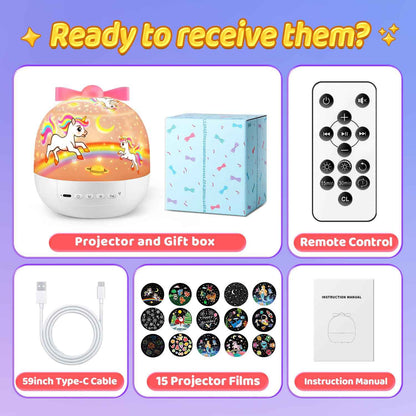 Sternenhimmel Projektor Kinder mit 15 Film, Nachtlicht Kinder Nachtlicht Baby, Bluetooth Sternenprojektor Galaxy Projektor, Geschenke für Mädchen Kinder Geschenke Mädchen, Kinderzimmer Deko