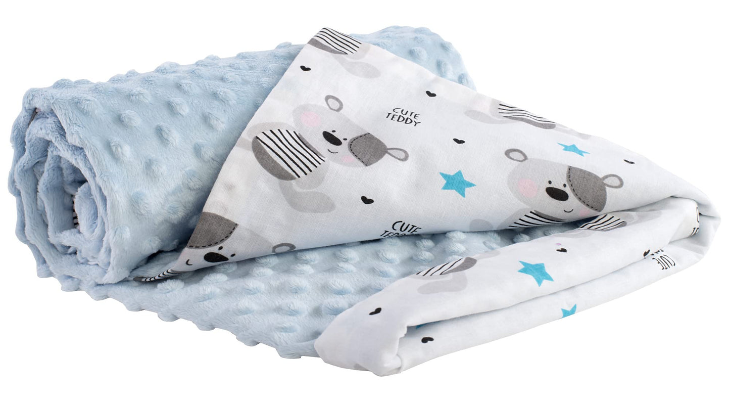 Medi Partners Babydecken Baby 100% Baumwolle Krabbeldecke Babydecke 75x100cm doppelseitig Kinderbett Minky Kuscheldecke Kinderwagen (REH mit grauem Minky)