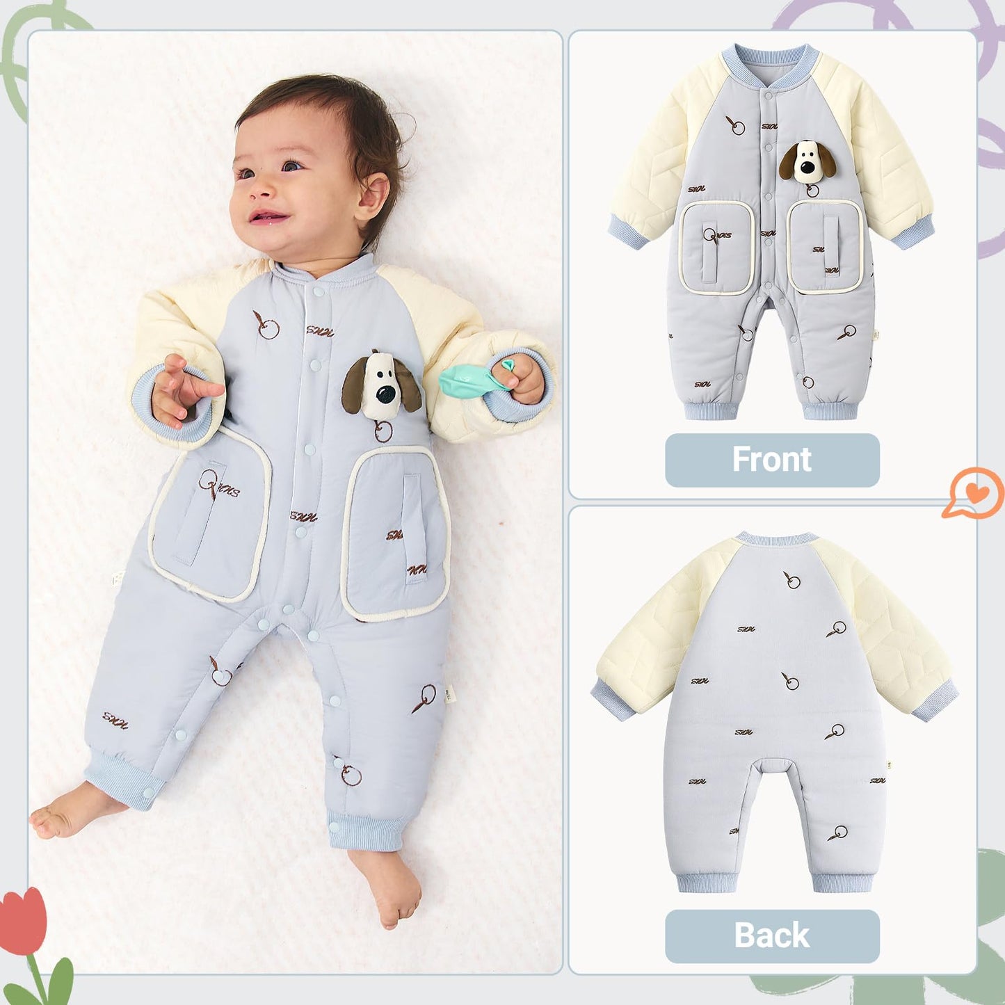 Baby Schneeanzug, weicher Strampler, Neugeborenen Winter Strampler, Herbst Winter Warm Overall, Winter Anzug für Kleinkinder, Mädchen, Jungen, 6-18 Monate
