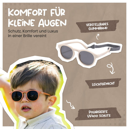 Maesy Kinder Sonnenbrille für Kleinkind und Baby - 1-3 Jahre - UV400 Polarisierter Schutz - Flexibler und Biegsamer Rahmen - Verstellbares Gummiband - Sichere und Bequeme Kindersonnenbrille - Bowi
