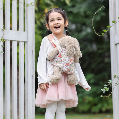 GAGAKU Puppentrage ab 3 Jahre Bauchtrage Babypuppen Zubehör Schultergurte Babytrage Puppe Kleinkind Puppentragetasche Stofftiertrage Kuscheltierträger - Rose - Kaninchengarten