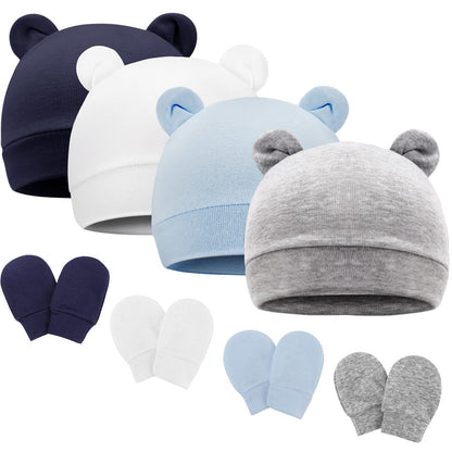 DRESHOW Newborn Baby Hat and Gloves Set Beanie Clothing Unisex Infant Hat Kindergarten Cap Baby Boys Girls 0-6 Months 