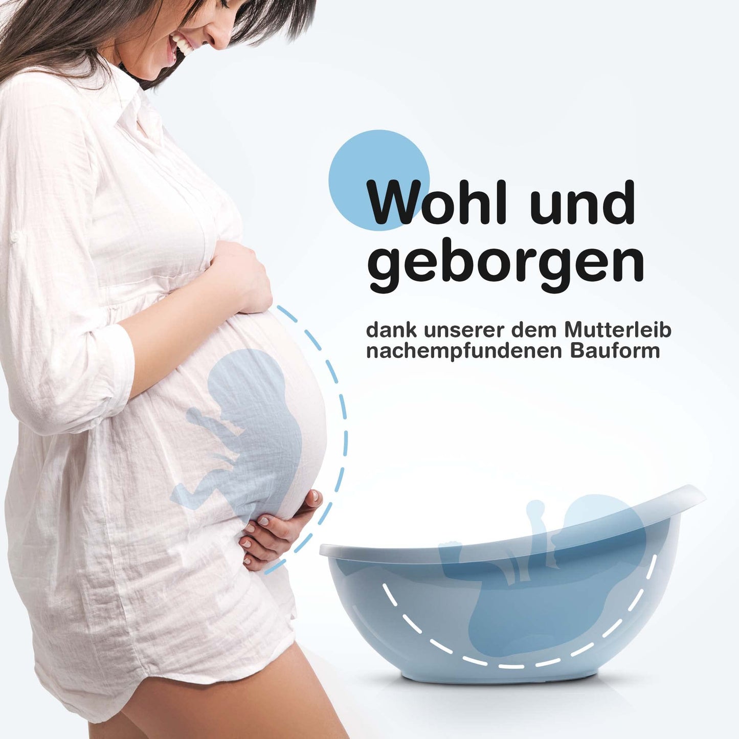 BabybeFun Baby Badewanne mit Badewanneneinsatz für Neugeborene [Testsieger] Rutschfeste Babybadewanne für Babys und Kleinkinder [0-12 Monate] Babywanne für Dusche Badewanne Weiß