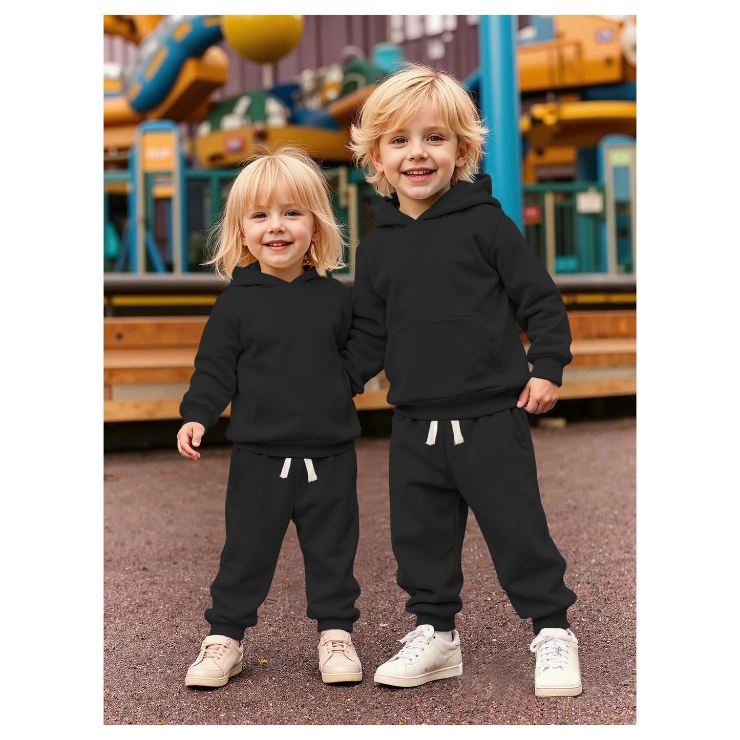 BOUTIKOME Baby Clothing Boys Girls Outfits Newborn Baby Clothing Hoodie and Trousers Two Piece Set with Hood Warm Soft Long Sleeve Shirt Plain Children's Hoodie 