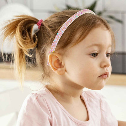 WLLHYF Pack of 4 Glitter Headbands, Colourful Hair Accessories, Plastic, Glittering, Cute, Non-Slip, Thick, Glittery, Confetti, Rainbow Hair Bands with Teeth for Little Girls (2 Gradient 2 Stars)