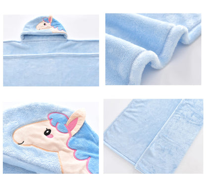 Doladola Baby Decke Babys Tier Design，Flanell Kinder Decke Kapuzenhandtuch für Mädchen und Jungen，Baby Kapuze Badeponcho Kinder Warm（gelbe Ente）