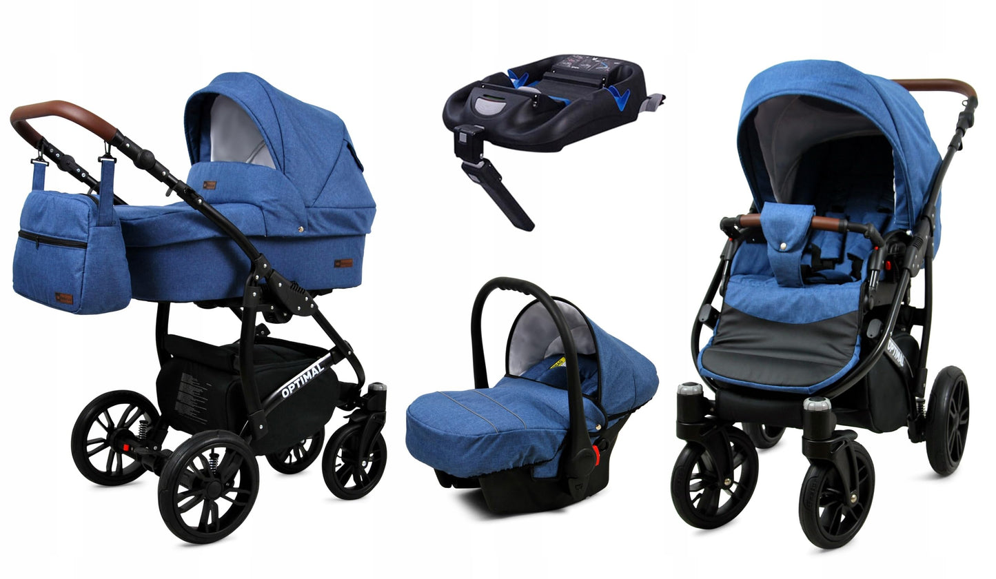 BabyLux® Kinderwagen Set 4 in 1 - Optimal - incl. Babywanne, Buggy Sportsitz, Auto-Babyschale, ISOFIX-Basisstation - Autositz - Kinderwagenset - Kombikinderwagen mit Wickeltasche usw.