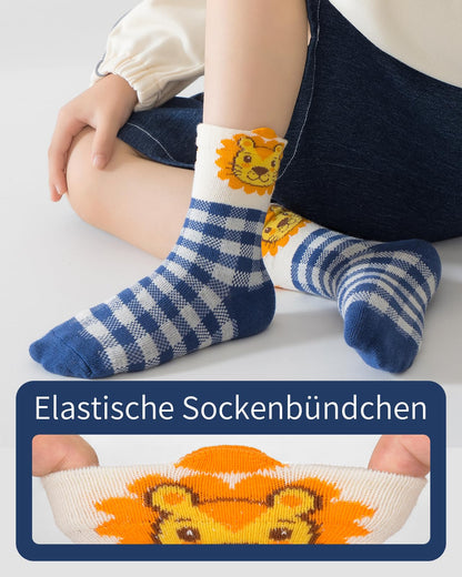 Kyopp 10 Paar Socken Kinder Mädchen und Jungen Funny Socken Lustig Animals Cotton Socken Crew Socks Winter/Sommer