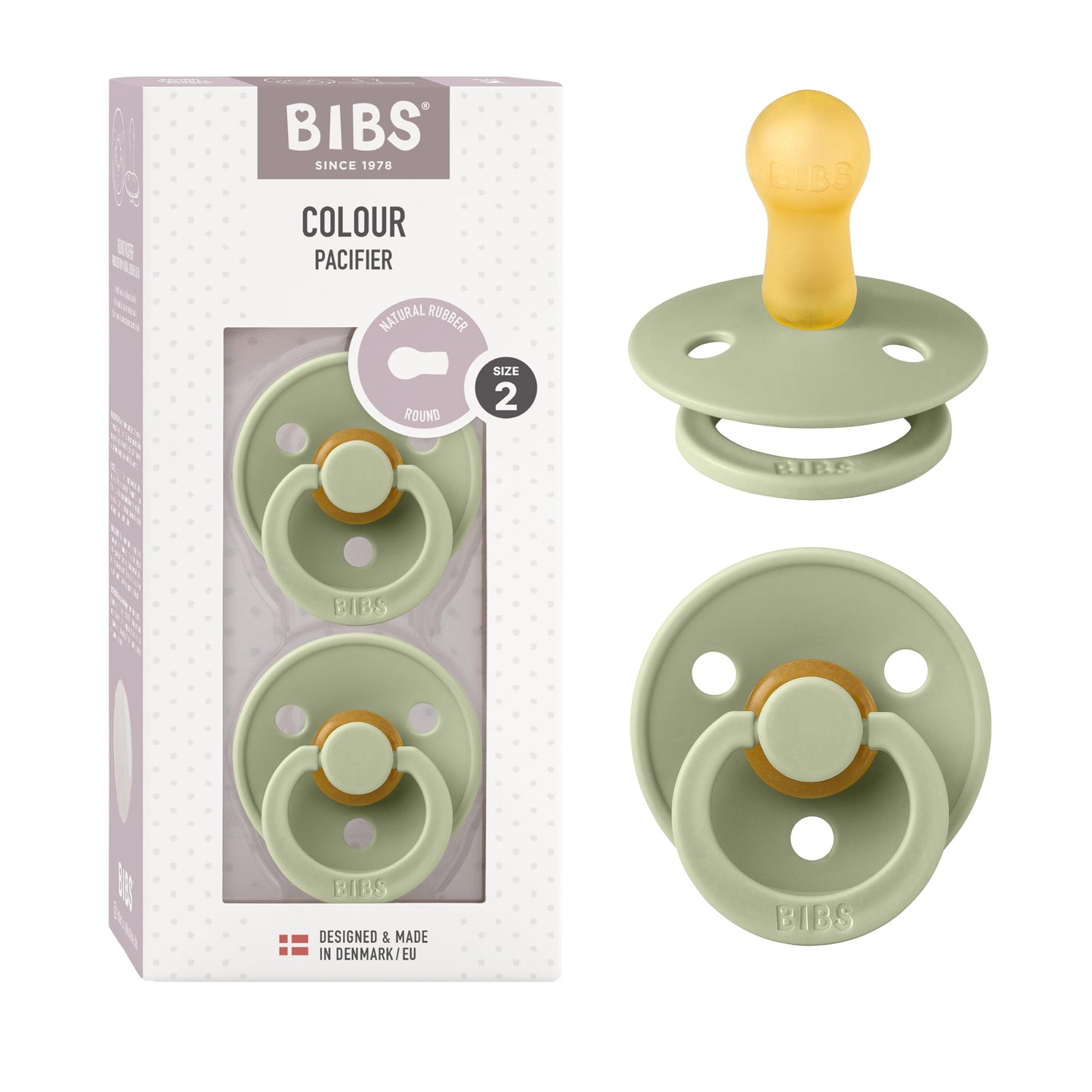 BIBS Colour Schnuller 2er-Pack, BPA-frei, Kirschform Nippel. Naturkautschuk/Latex, Hergestellt in Dänemark. Größe 2 | 6+ Monate | 2-Pack, Coral/Ruby