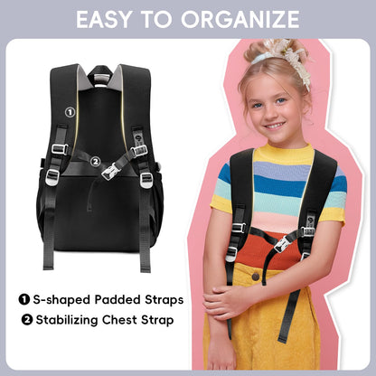 School Backpack Teenager - 36L School Bag for Girls from 5th Grade, Large Backpack for Middle and High School, Casual Children's Backpack with Cute Pendant and Trolley Strap, black, Backpack 