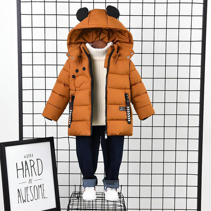 linboo Winterjacke Kinder Jungen Warm Steppjacke Dicke Mantel Baby Wintermäntel mit Kapuze Ohren Winter Kinderjacke Kapuzenjacke 2-7 Jahre