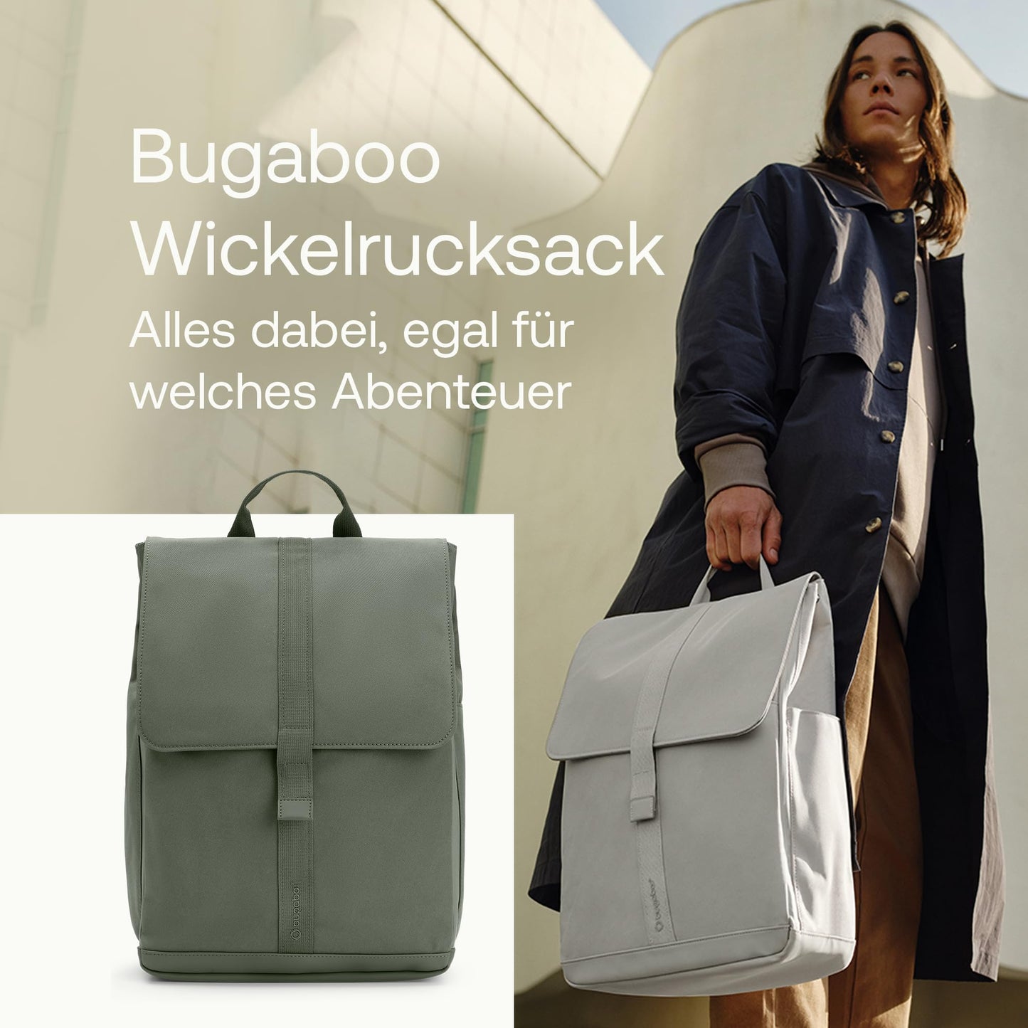 Bugaboo Wickelrucksack, Wasserabweisende Tasche aus nachhaltigem Material, Einfach zu reinigen, mit Wickelunterlage und isolierter Halterung für Flaschen, Midnight Black