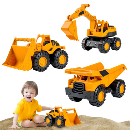 Set of 3 Sand Toy Digger Sandpit, Use Dump Truck Digger Beach Toy Car, Tyres Made of Soft Material, Play Stable Sand Toy from 1-5 Years, Girls, Boys, Summer Toy