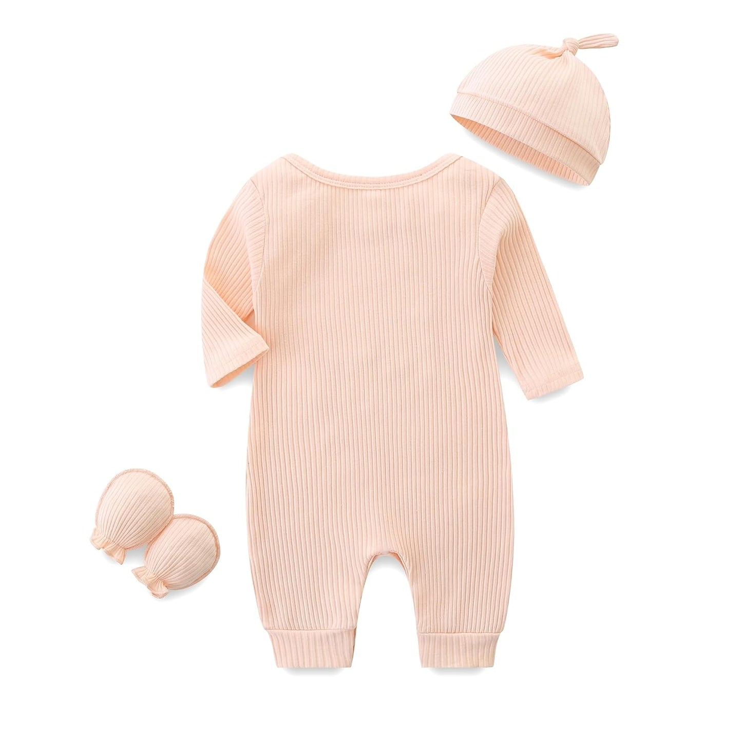 KIDDLETOWN Baby-Pyjama, Neugeborenen-Strampler, 3er-Pack, Schlafanzug mit Hut und Handschuhen, Baby-Pyjama aus Baumwolle, Langarm-Pyjama, Strampler, 0-3 Monate, Kleidung für Mädchen und Jungen