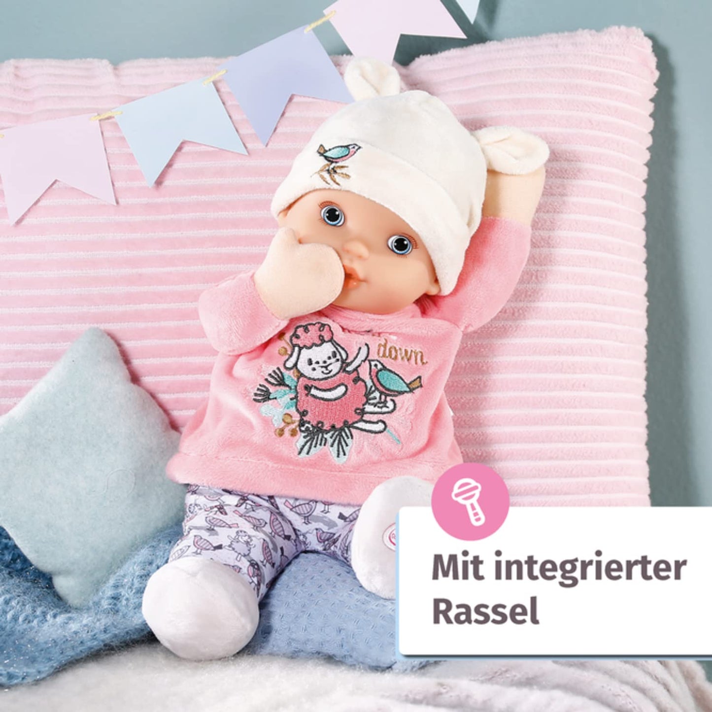 Zapf Creation 706428 Baby Annabell Sweetie for Babies 30cm - weiche rosa Stoffpuppe für Babys, integrierte Rassel, waschbar, ab Geburt nutzbar.