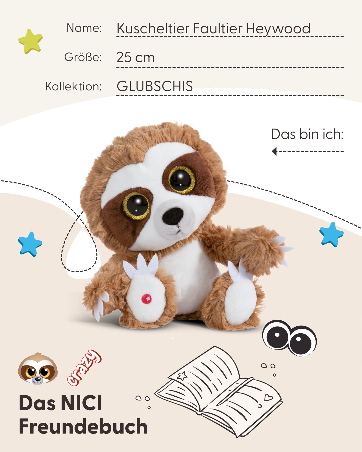 NICI GLUBSCHIS Lynx Lenzo 15cm - Dangling cuddly toy lynx with big glittery eyes - 49295 