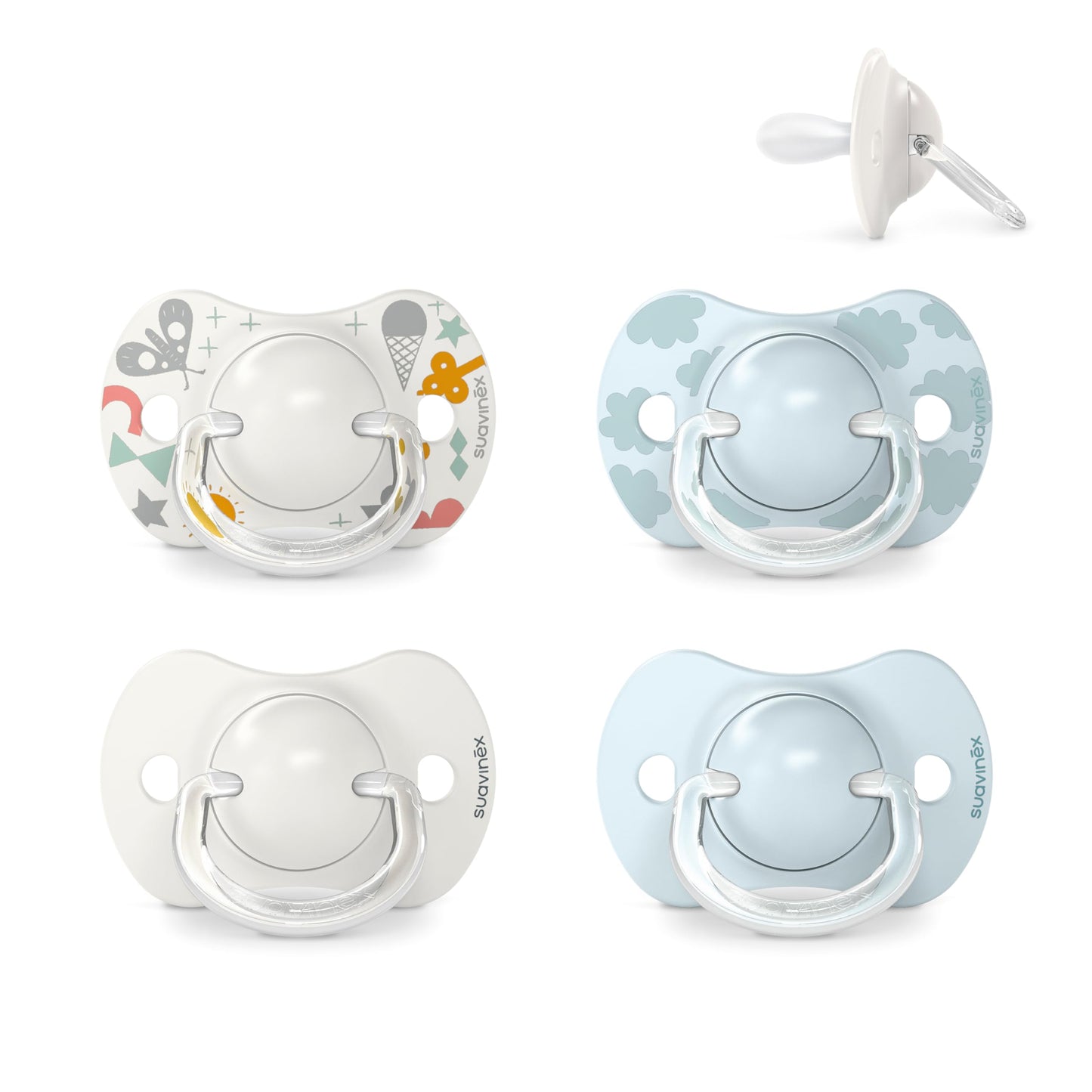 Suavinex, Set mit 2 Schnullern für Babys 0-6 Monate, Symmetrisch, Super weich und flexibel, Dreams Pink, 2er-Pack