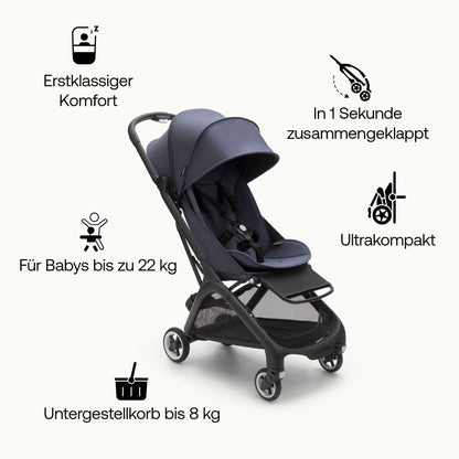 Bugaboo Butterfly ultrakompakter Reise-Kinderwagen, klein & leicht, einhändig faltbar und einfach zu lenken, ergonomischer City-Buggy für Babys ab 6 Monaten, mit viel Stauraum, Forest Green