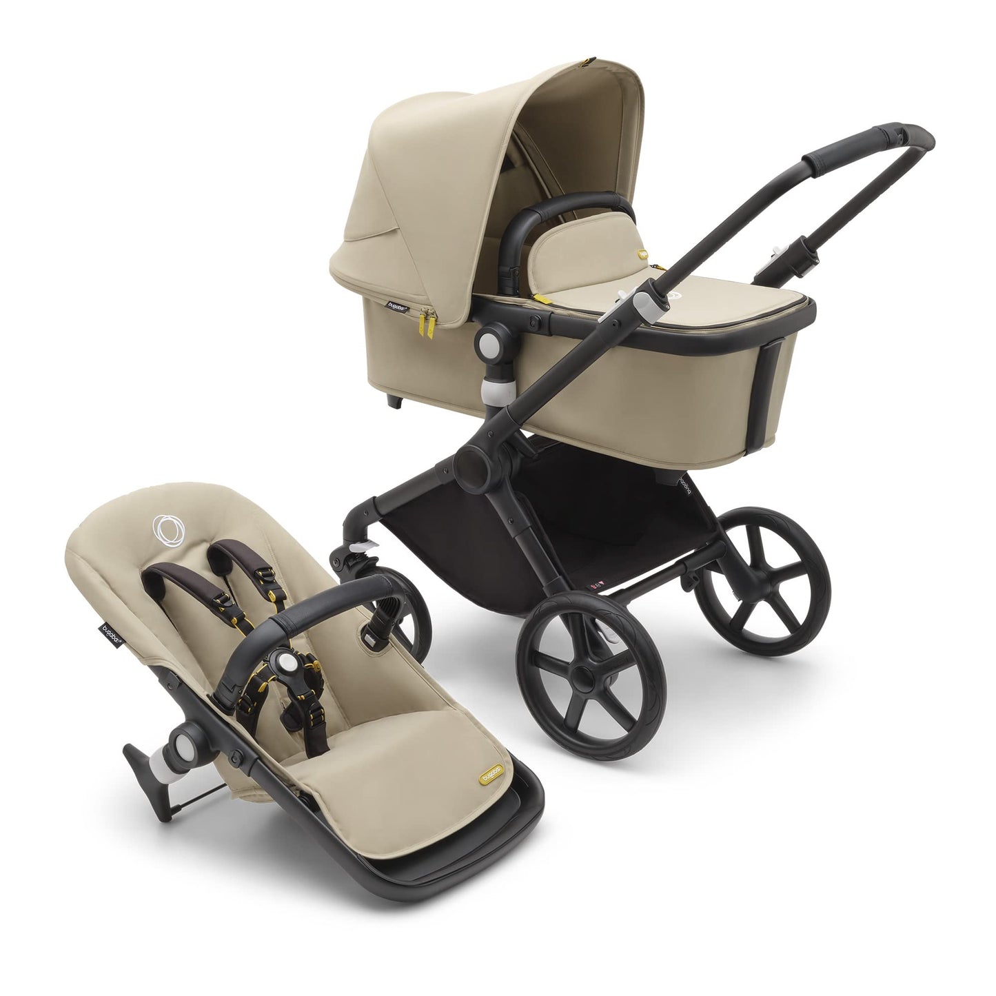 Bugaboo Fox Cub All Terrain Pushchair, Lightweight and Sturdy Pram, Durable Design and Extra Large Sun Canopy, One Piece and Self Standing Foldable - Black