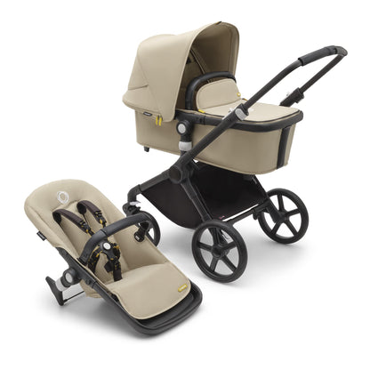 Bugaboo Fox Cub All Terrain Pushchair, Lightweight and Sturdy Pram, Durable Design and Extra Large Sun Canopy, One Piece and Self Standing Foldable - Black