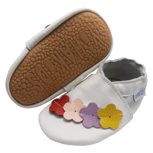 YIHAKIDS Krabbelschuhe Baby Lauflernschuhe Jungen Mädchen Weicher Leder Babyhausschuhe Kleinkind rutschfeste Lederschuhe mit Gummisohle für Baby 6-12 Monate 12-18 Monate 18-24 Monate
