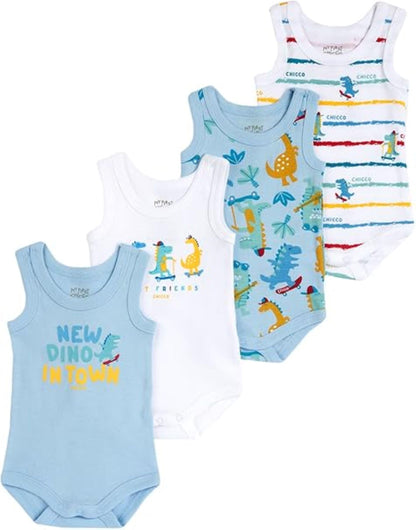 Chicco Unisex Baby Set Ärmellos Bodys aus Baumwolle Body (4er Pack)