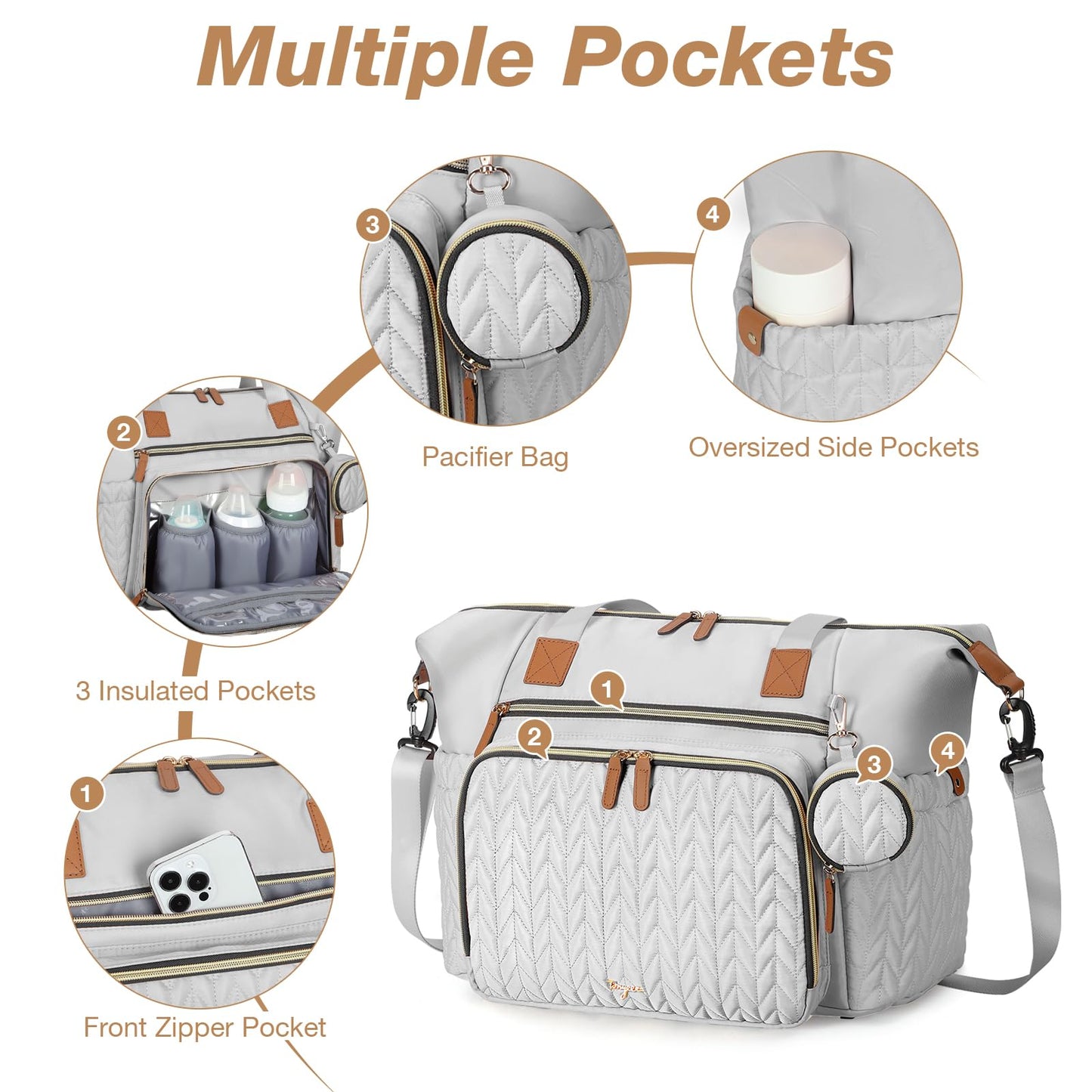Wickeltasche mit Schnullertasche und Wickelunterlage, Wickelrucksack Multifunktions-Babytasche für Große Reisewindeltasche für Mama und Papa, isolierten Taschen-Dunkelblau