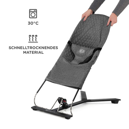 Kinderkraft MIMI Baby Rocker Play Bar with 2 Toys, Adjustable Backrest, Soft Material, Minimalist Scandinavian Design, Foldable, Grey