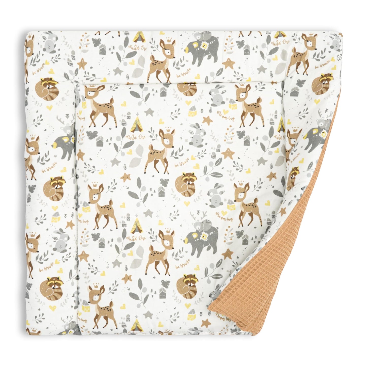 Wickelauflage Wickelunterlage aus Baumwolle 75x72 cm - Weich und waschbar Wickelunterlage für Babys Wickelmatte aus Stoff für Wickeltisch Wickelkommode oder Waschmaschine 75 x 72 Wilde Rose