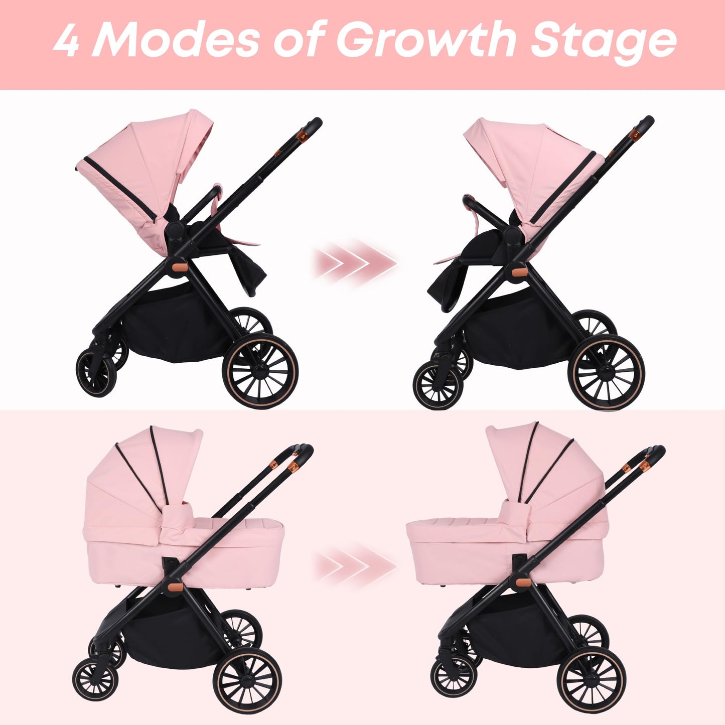 BabyVoyage Kombikinderwagen 2-in-1 ohne Babyschale – Babywanne & Sportsitz, Räder 360° Stoßdämpfer, Federung, höhenverstellbarer Griff, Faltbar, Zubehö-Grün
