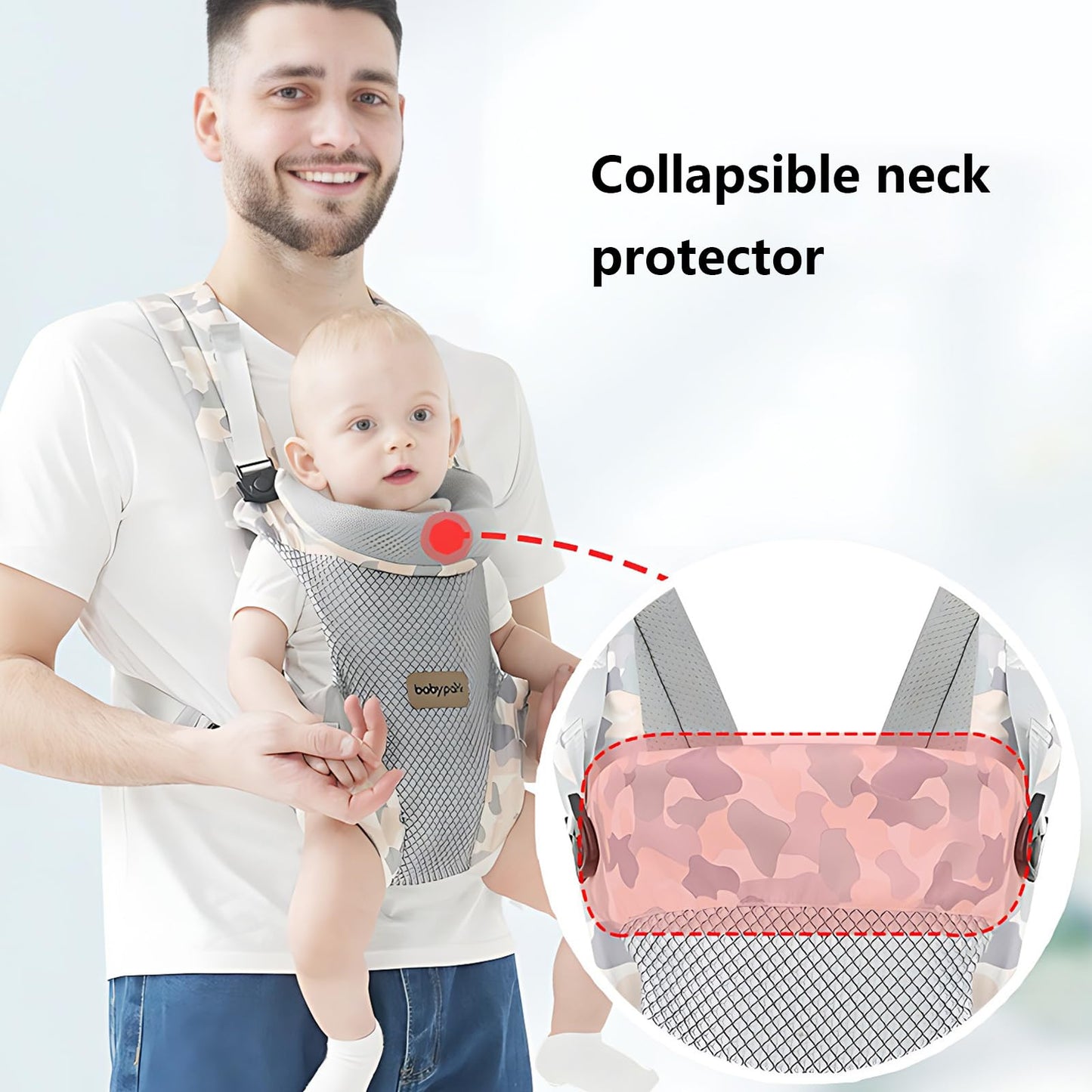 Baby Tragetuch, Multifunktional Baby Carrier, Ergonomische Verstellbar Atmungsaktiv Rückentrage, 4-in-1 Baby Bauchtrage Für Babys Von 0-36 Monaten, A