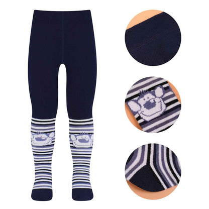 L&K-II Pack of 4 Baby Tights for Baby Boys with Dog Lions Monkeys Bears and Car Motif 2760