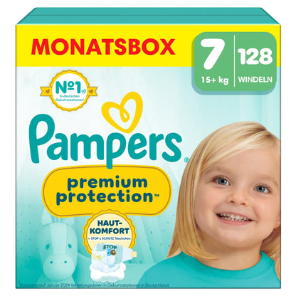 Pampers Premium Protection Größe 6, 144 Windeln, 13kg-18kg, Doppelter Schutz für die Haut und vor Auslaufen