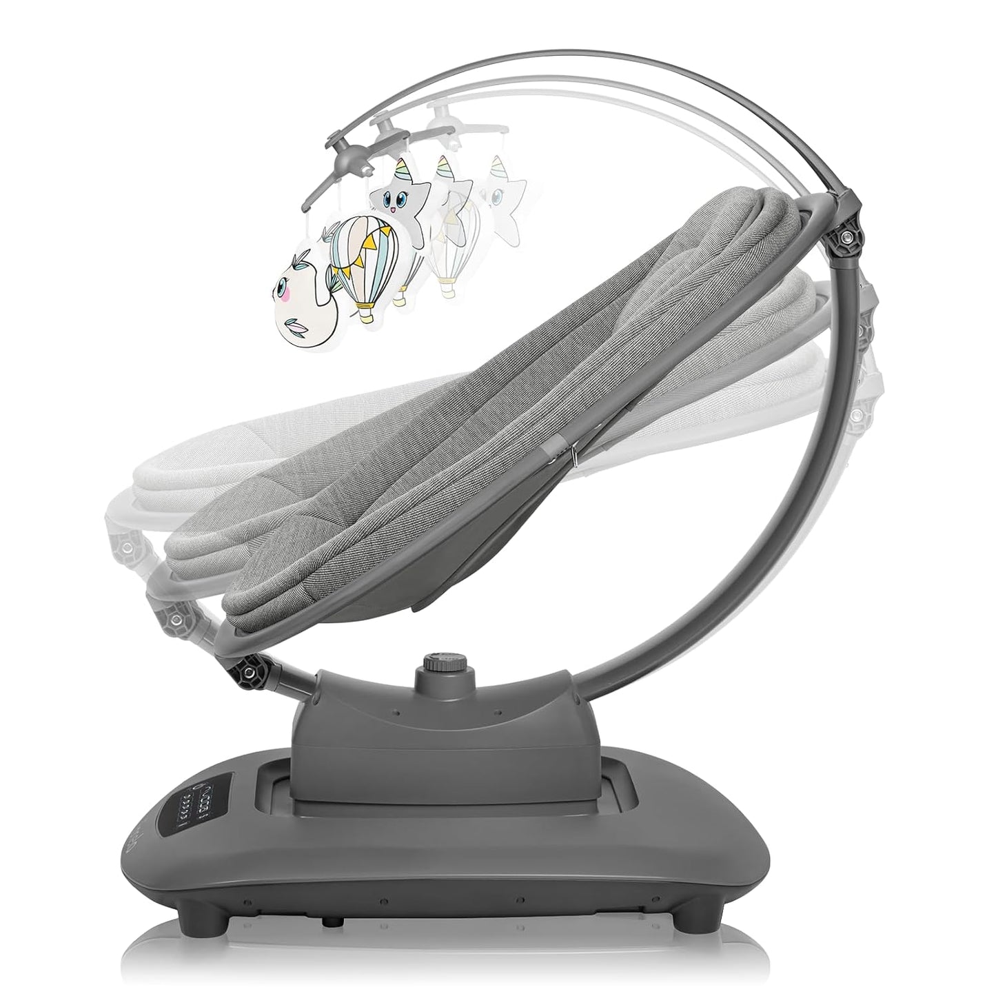 LIONELO BLOSSOM Elektrische Babywippe bis zu 9 kg Babyliege Verstellbare Rückenlehne Natürliches Schaukeln 5 Geschwindigkeiten Ergonomischer Sitz Bluetooth-Fernbedienung, 5 Melodien