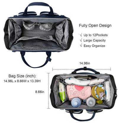 Wickeltasche mit wasserdicher Wickelunterlage und 2 Kinderwagen Haken verstellbare Schultergurt multifunktionale Umhängetasche Reisetasche für Unterwegs