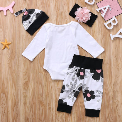 Babykleidung Set Baby Mädchen Langarm Body Strampler + Hose + Stirnband Mütze Kleinkinder Neugeborene Warme Babyset Kleidung Daddy's Prinzessin