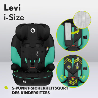 LIONELO LEVI I-SIZE 76-150 cm Kinderautositz, Gruppe 1 2 3, Seitenschutz, 10 Grad Kopfstützenverstellung Bequeme Armlehnen Verstellbare Rückenlehne, R129 i-Size - Meloni2