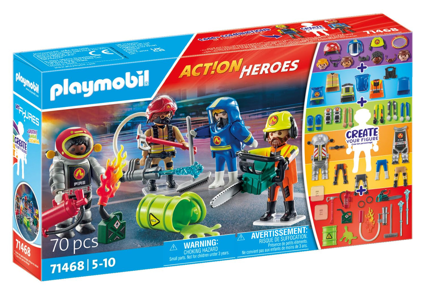 PLAYMOBIL Action Heroes 71464 Fire Boat with Aqua Scooter, Exciting Water Rescue, Includes Diving Goggles, Flippers and Life Jacket, Realistic Toy for Children from 4 Years